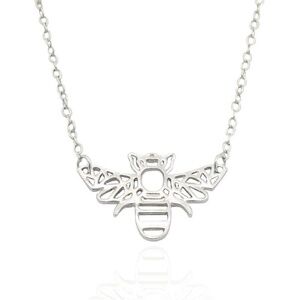 *DELFINA* Silver Honeybee Design Fashion Necklace